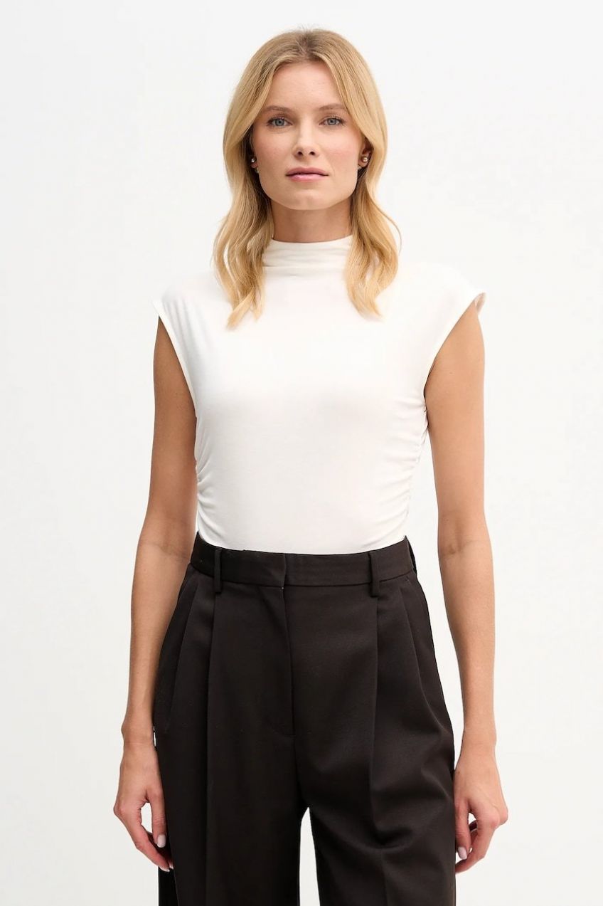 Blúzka Dkny béžová farba, jednofarebná, W3384RAS