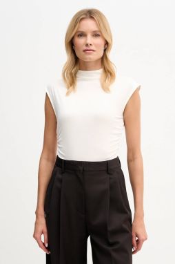 Blúzka Dkny béžová farba, jednofarebná, W3384RAS