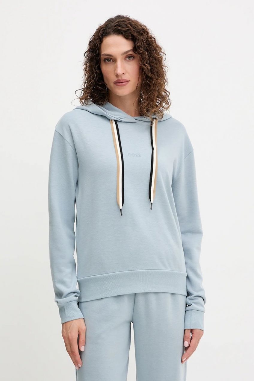 Mikina s kapucňou BOSS CP Stripe Hoodie béžová farba, s kapucňou, jednofarebná, 50524760