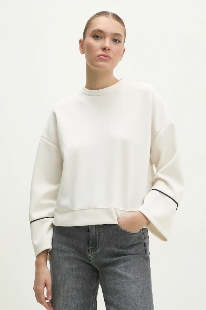 Mikina Answear.LAB dámske, béžová farba, jednofarebná