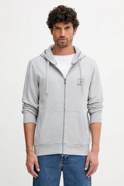Bavlnená mikina Tommy Hilfiger pánska, šedá farba, s kapucňou, jednofarebná, MW0MW39250