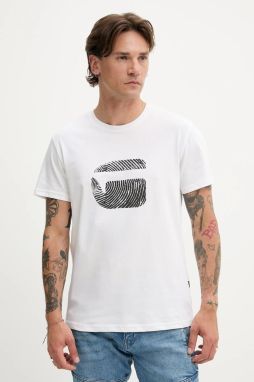 Bavlnené tričko G-Star pánske, biela farba, s potlačou, D26041-C506