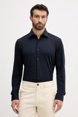 Košeľa BOSS P-HANK-kent-C1-222 tmavomodrá farba, slim, s talianskym golierom, 50545163