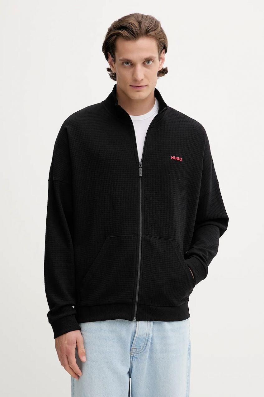 Mikina HUGO AUSTIN ZIP JACKET čierna farba, jednofarebná, 50556966