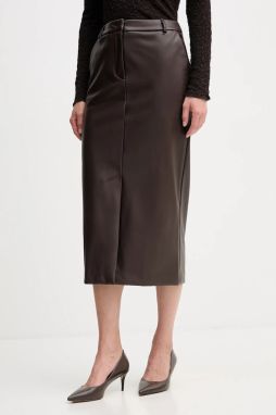 Sukňa Sandro Ferrone hnedá farba, midi, rovný strih, S15YBFRIBES