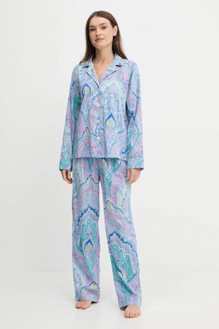 Pyžamo Lauren Ralph Lauren dámske, modrá farba, ILN92479
