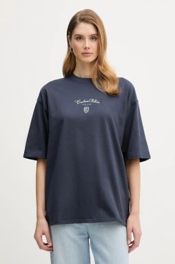 Bavlnené tričko Calvin Klein Jeans dámske, tmavomodrá farba, LV047E232G