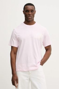 Bavlnené tričko Calvin Klein Jeans pánske, ružová farba, s potlačou, LV14RE801G