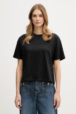 Bavlnené tričko Tommy Hilfiger dámske, čierna farba, UW0UW06236