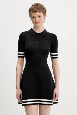 Šaty Tommy Jeans čierna farba, mini, áčkový strih, DW0DW22106