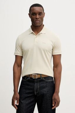 Bavlnené polo tričko BOSS Green Pio 1 béžová farba, jednofarebná, 50554574
