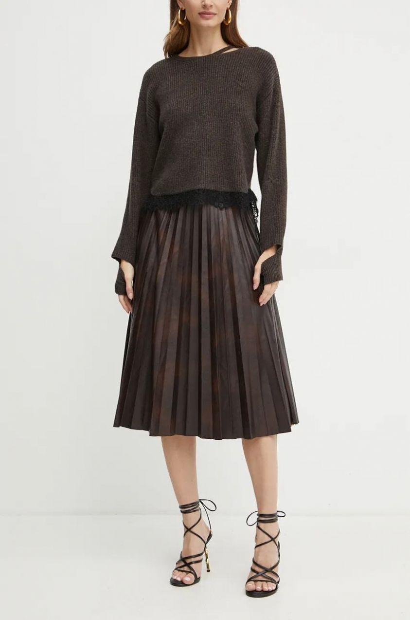 Sukňa Pinko bordová farba, maxi, áčkový strih, 104440 A286