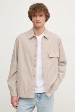 Bavlnená košeľa Calvin Klein Jeans pánska, béžová farba, regular, J30J326724