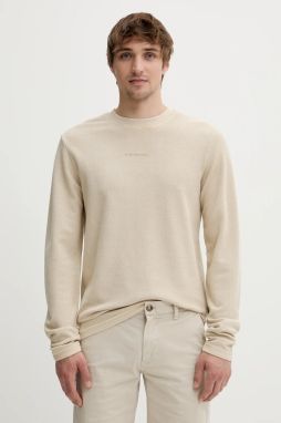 Bavlnené tričko s dlhým rukávom G-Star béžová farba, jednofarebné, D25965-D895