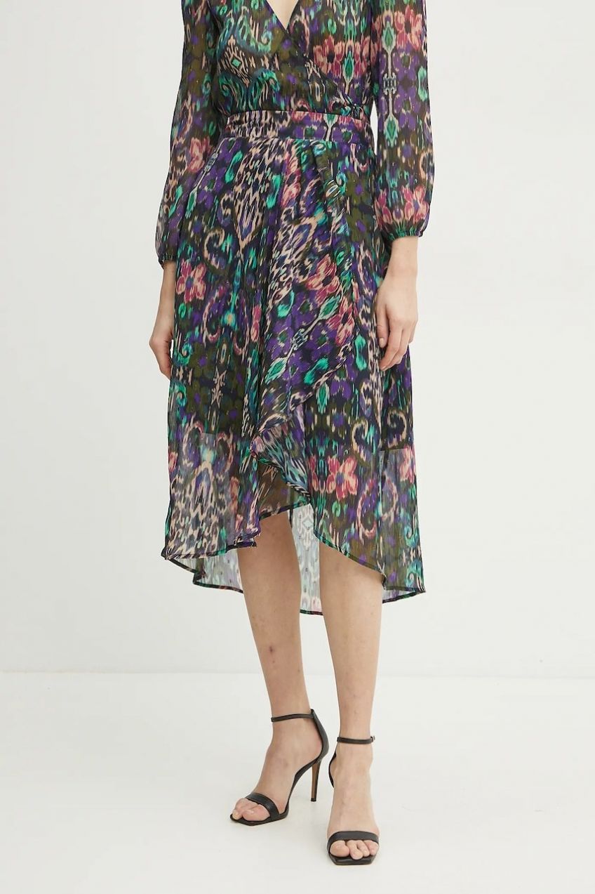 Sukňa Morgan JARY.F fialová farba, midi, áčkový strih, JARY.F