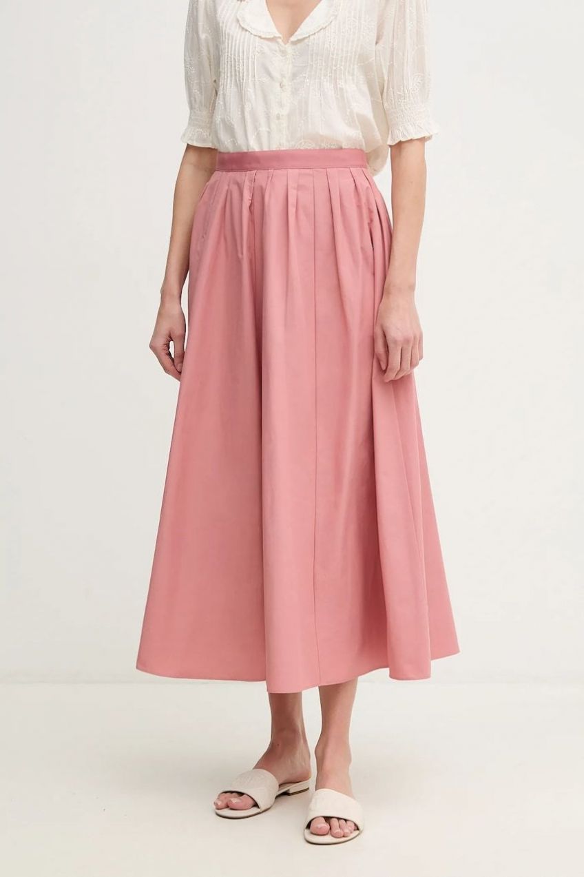 Sukňa OUI oranžová farba, midi, áčkový strih, 91825