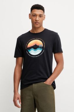 Bavlnené tričko Columbia Path Lake pánske, čierna farba, s potlačou, 1934814.