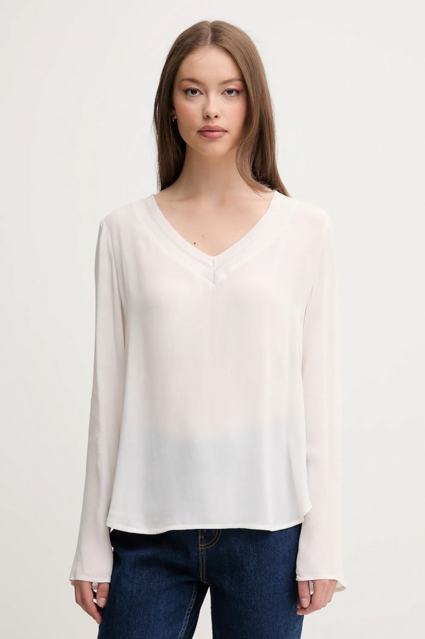 Blúzka Sisley béžová farba, jednofarebné, 5IDTLQ08F