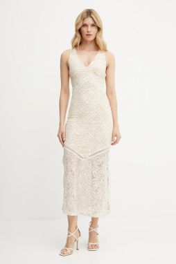 Šaty Guess CHRISTEL béžová farba, maxi, priliehavé, W5GT37 KCS90