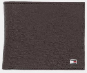 Kožená peňaženka Tommy Hilfiger hnedá farba, AM0AM13519