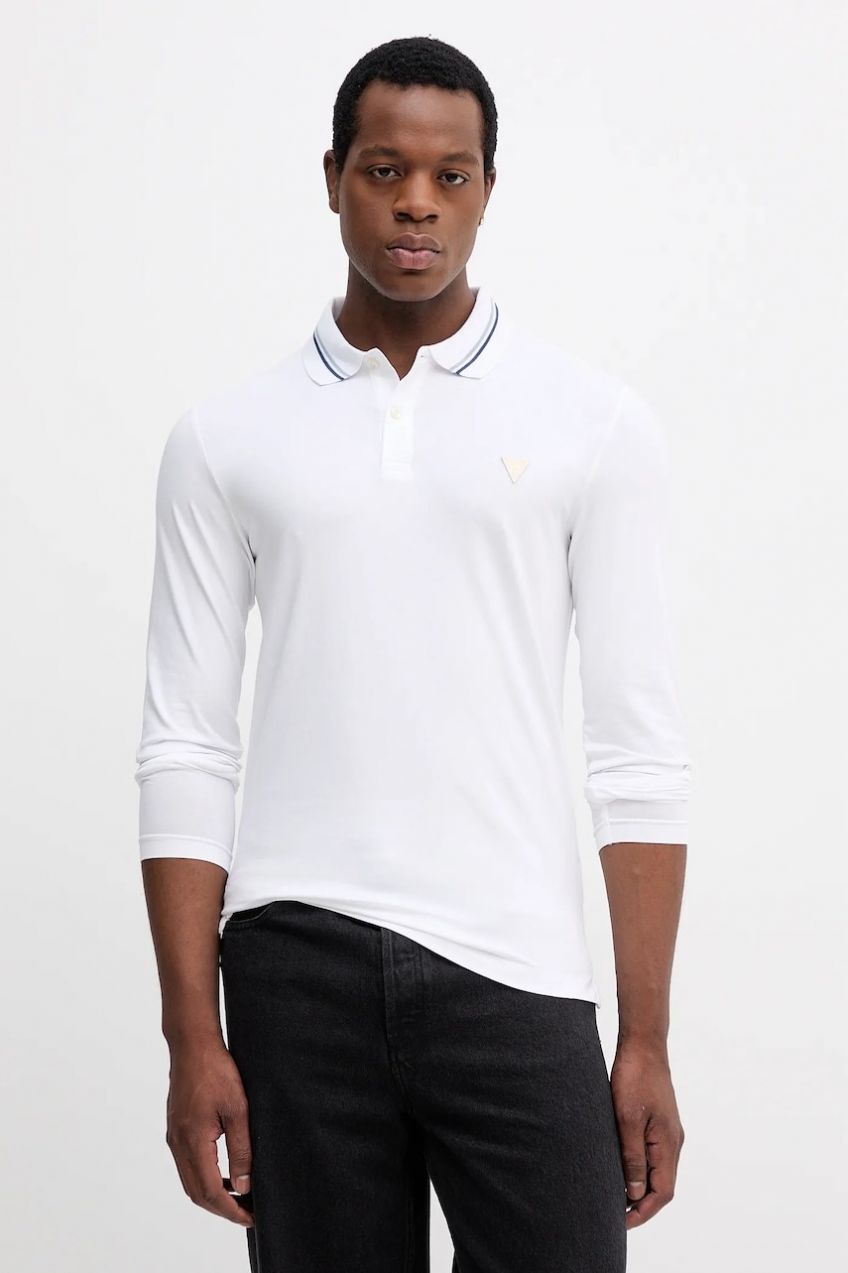 Tričko s dlhým rukávom Guess OLIVER biela farba, jednofarebné, M5YP36 J1314