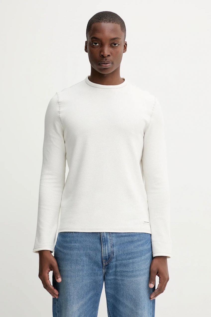 Tričko s dlhým rukávom Guess Jeans béžová farba, jednofarebné, M5YI00 KCXB1