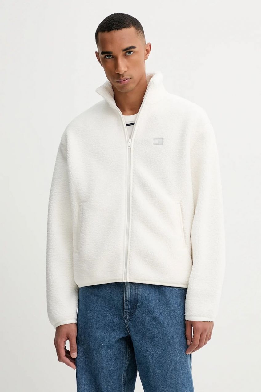 Mikina Tommy Jeans béžová farba, s nášivkou, DM0DM22078