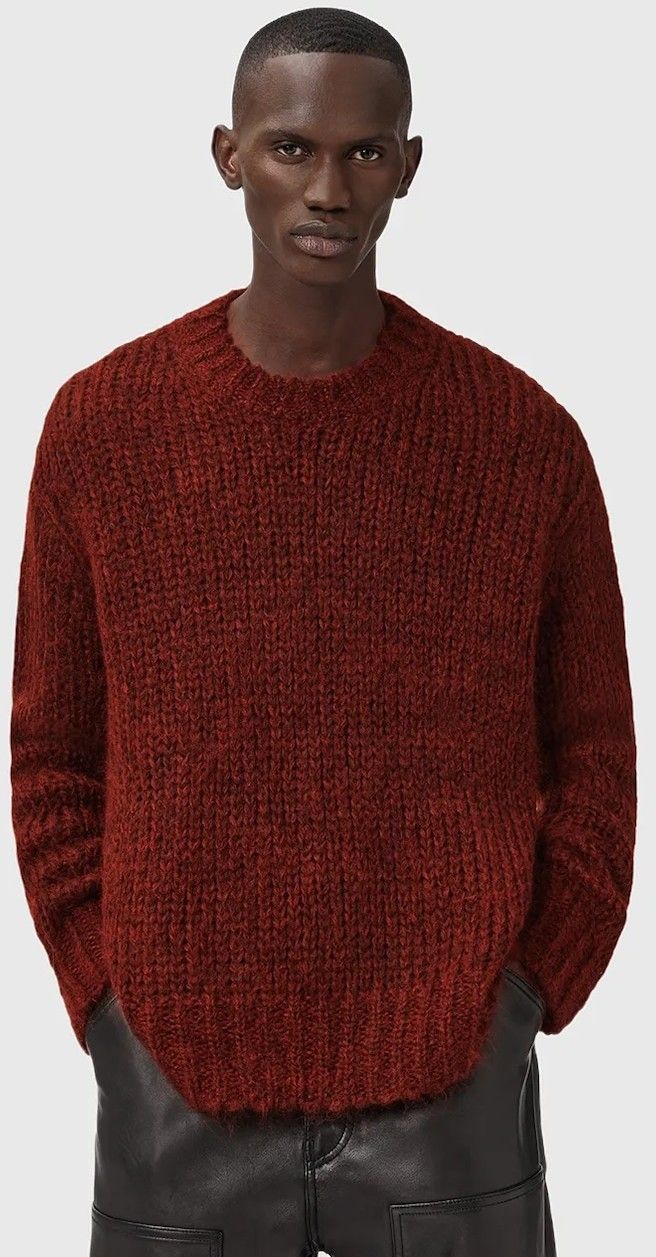 Sveter s prímesou vlny AllSaints MYLES oranžová farba, M050KD