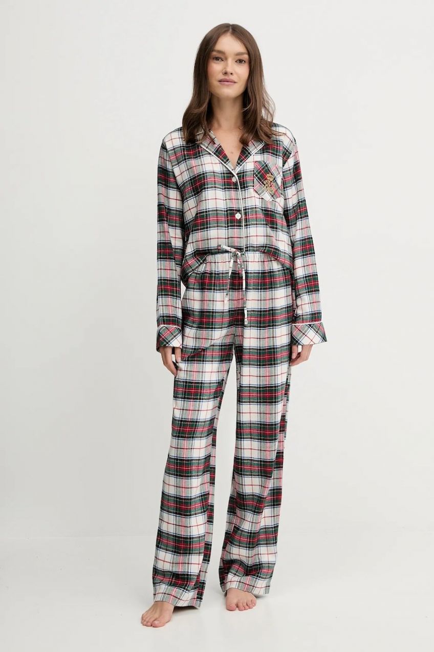 Pyžamo Lauren Ralph Lauren dámske, béžová farba, ILN92457F