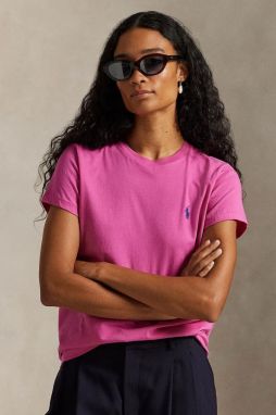 Bavlnené tričko Polo Ralph Lauren dámske, ružová farba, 211B14605