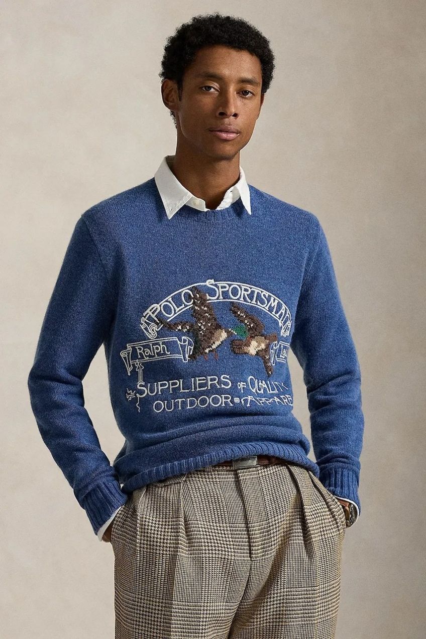 Sveter s prímesou vlny Polo Ralph Lauren modrá farba, 710P03175