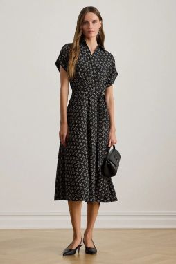 Šaty Lauren Ralph Lauren tmavomodrá farba, midi, áčkový strih, 200P03557