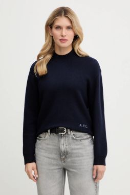 Vlnený sveter A.P.C. Pull Esther dámsky, tmavomodrá farba, WVBDK-F23373
