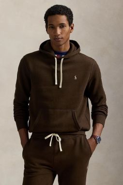 Mikina Polo Ralph Lauren TWILL.NOVELTY hnedá farba, s kapucňou, jednofarebná, 710766778108