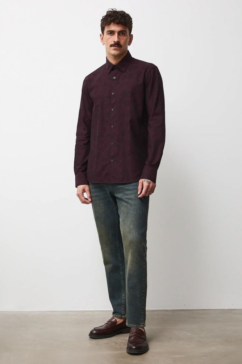 Bavlnená košeľa Medicine bordová farba, regular, s klasickým golierom