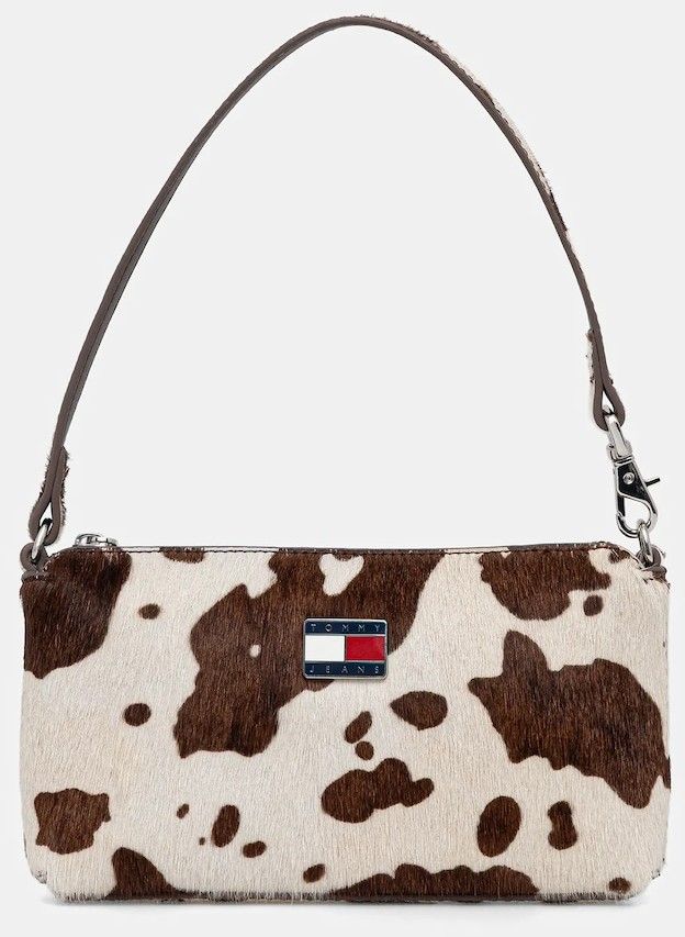 Kožená kabelka Tommy Jeans béžová farba, AW0AW18091