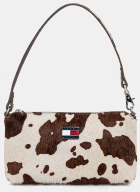 Kožená kabelka Tommy Jeans béžová farba, AW0AW18091