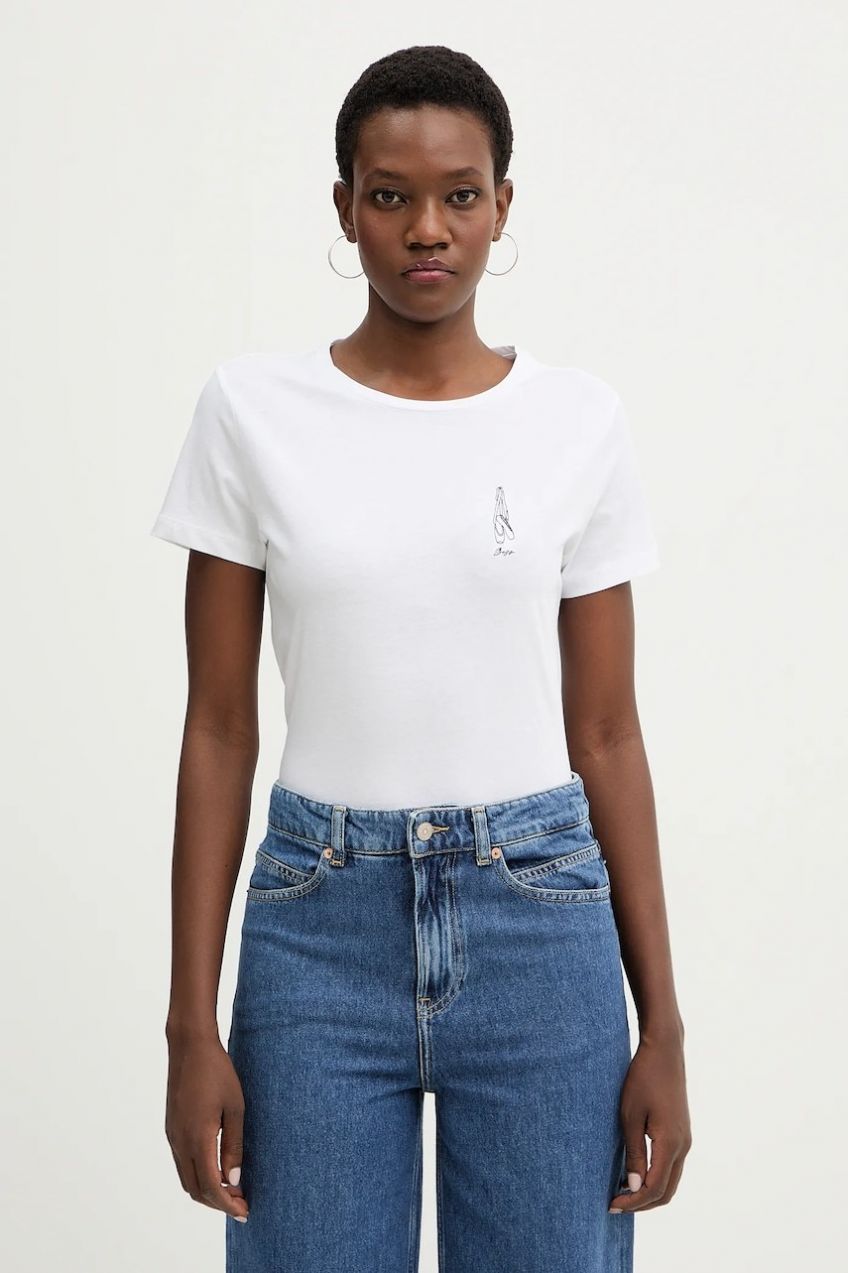 Bavlnené tričko BOSS Orange C Elove 1 C Elove 1 dámske, biela farba, 50556994