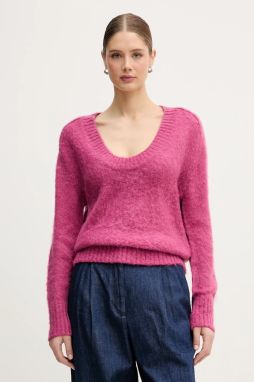 Sveter s prímesou moheru United Colors of Benetton fialová farba, 1VAAD10EX