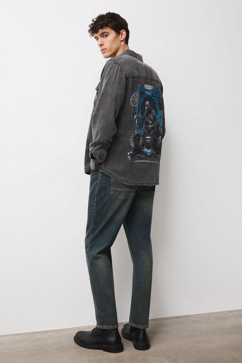 Rifľová košeľa Medicine šedá farba, voľný strih, s klasickým golierom