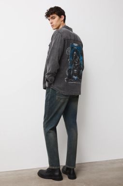 Rifľová košeľa Medicine šedá farba, voľný strih, s klasickým golierom