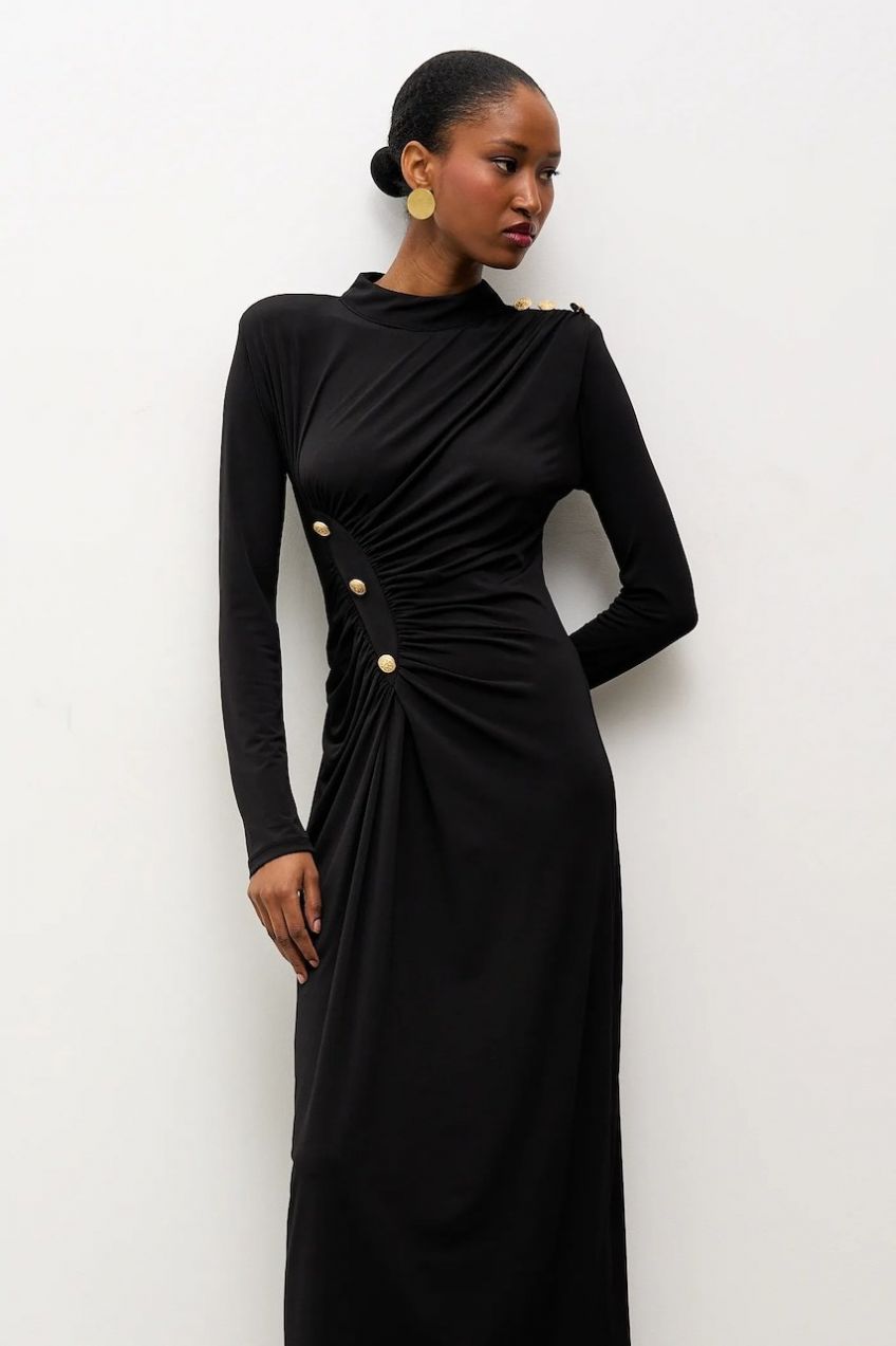 Šaty Answear.LAB čierna farba, maxi, priliehavé