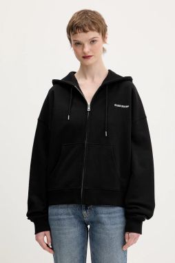 Bavlnená mikina Guess Jeans čierna farba, s kapucňou, jednofarebná, W6RQ32 K68I4