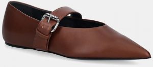 Kožené balerínky Weekend Max Mara Wkagel hnedá farba, 2615521054600