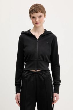 Mikina adidas Essentials čierna farba, s kapucňou, jednofarebná, JZ0197