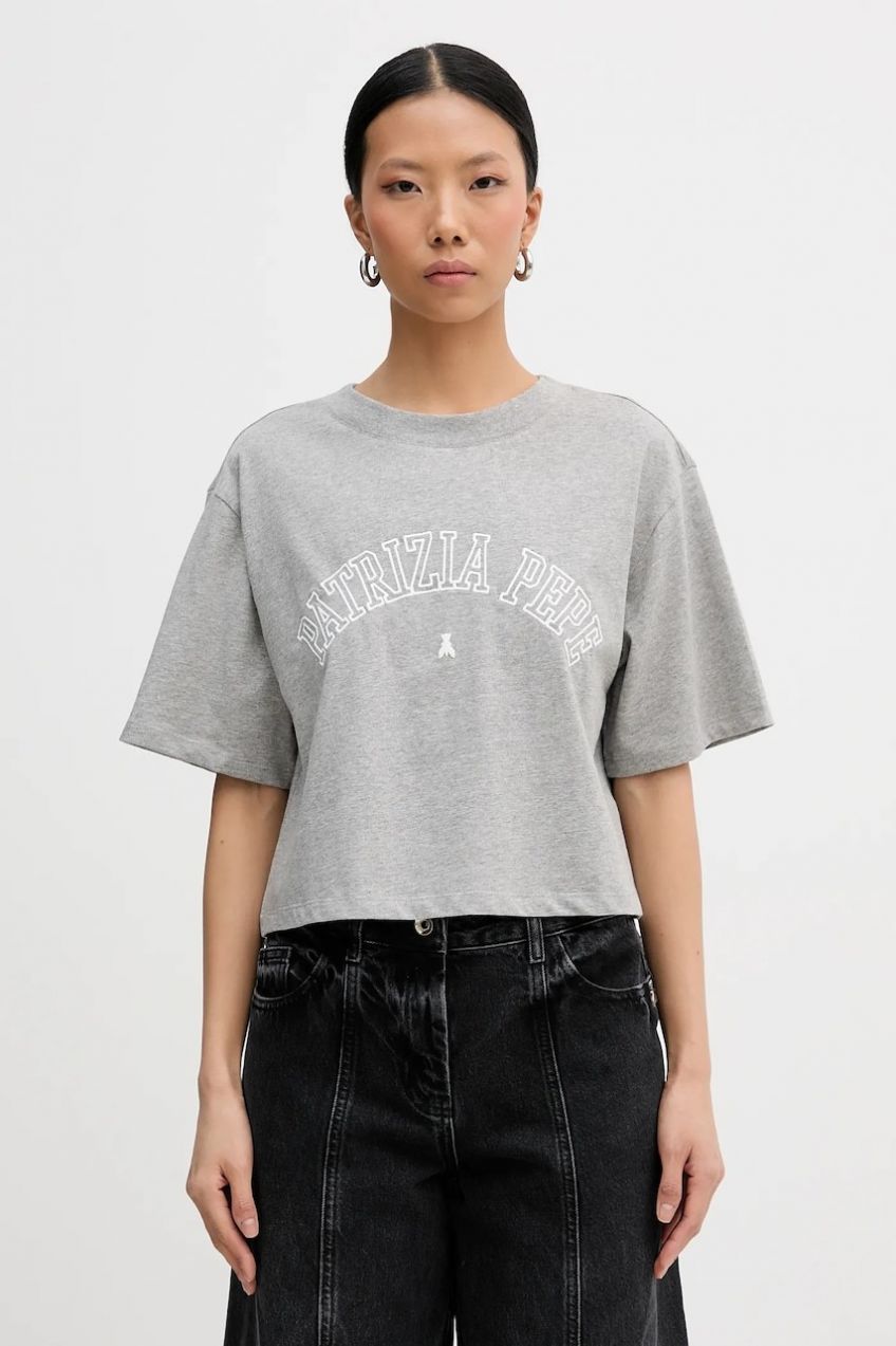 Bavlnené tričko Patrizia Pepe dámske, šedá farba, 8M1798 J387