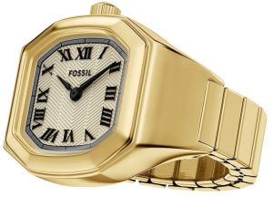 Prsteň s hodinkami Fossil zlatá farba, ES5446