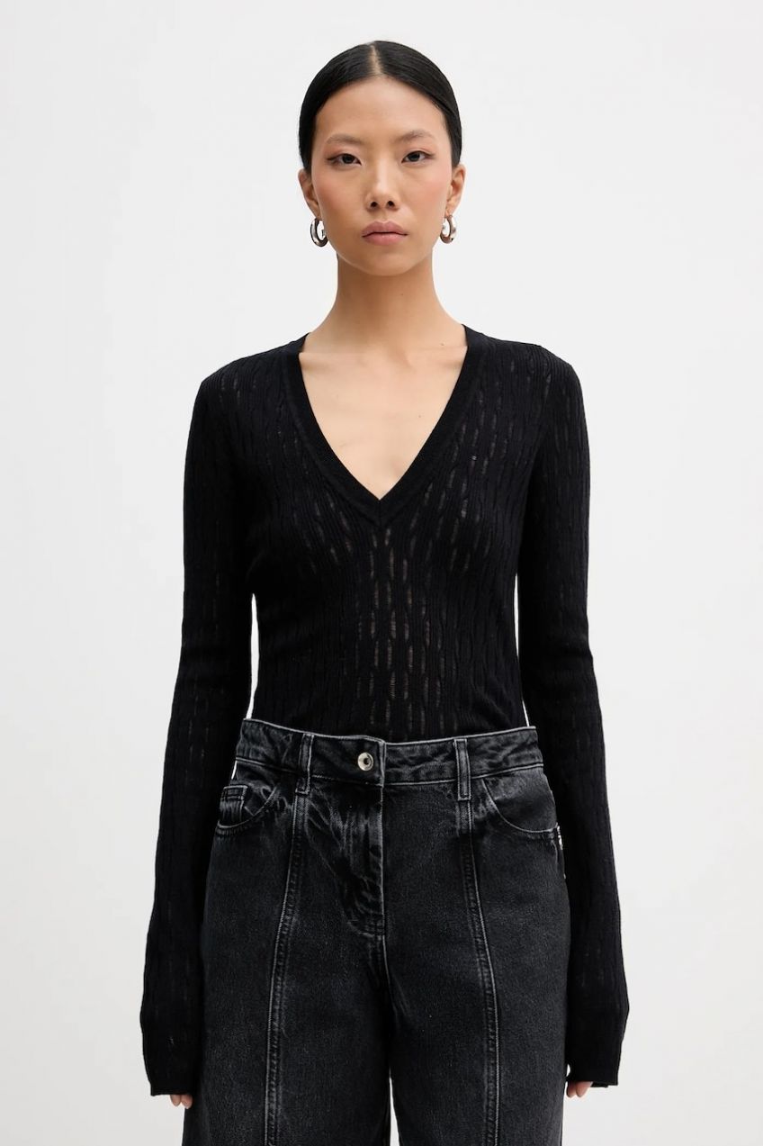 Sveter s prímesou vlny Patrizia Pepe čierna farba, ľahký, 8K0367 K307