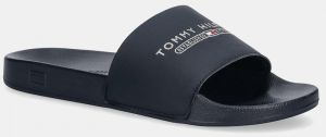 Šľapky Tommy Hilfiger RAISED POOL SLIDE tmavomodrá farba, FM0FM05761