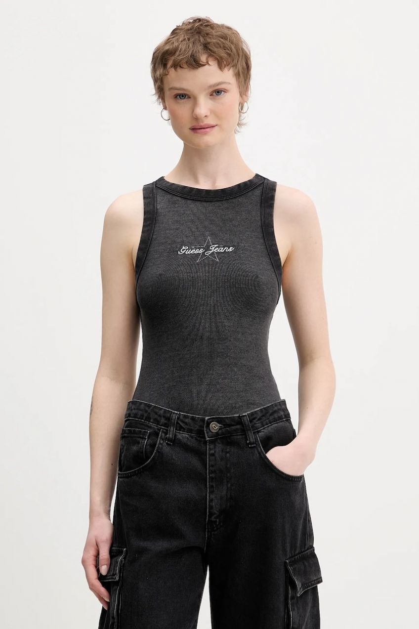 Top Guess Jeans čierna farba, W6RP23 KA0H1